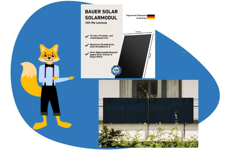 Die Vorteile des BAUER Glas-Glas Fullblack Moduls bei Balkonstrom auf einen Blick.